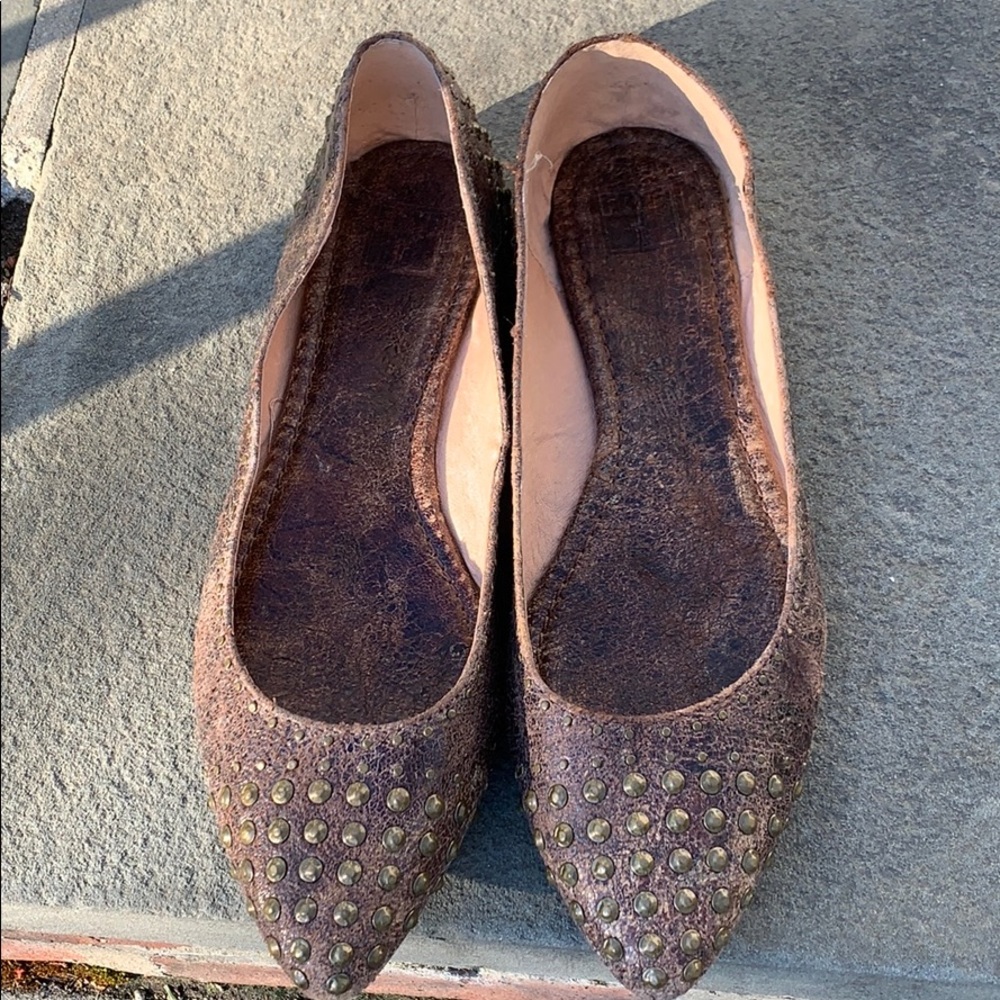 Frye leather studded flats
